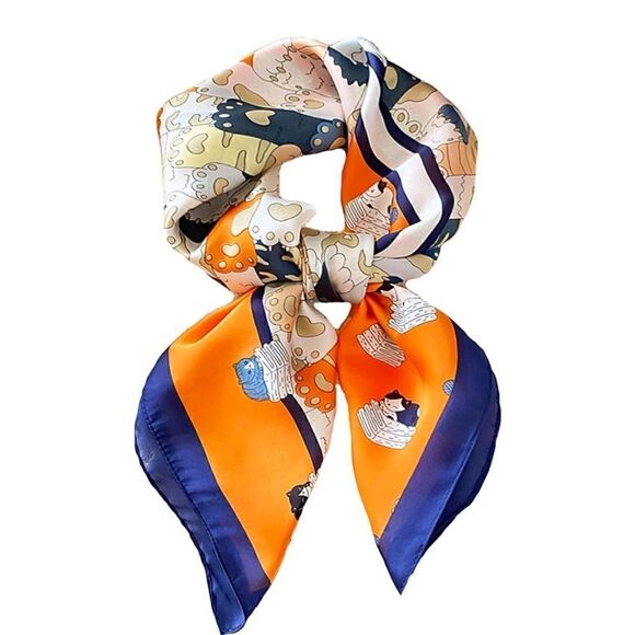 Cat Print Silky Scarf  main image 4